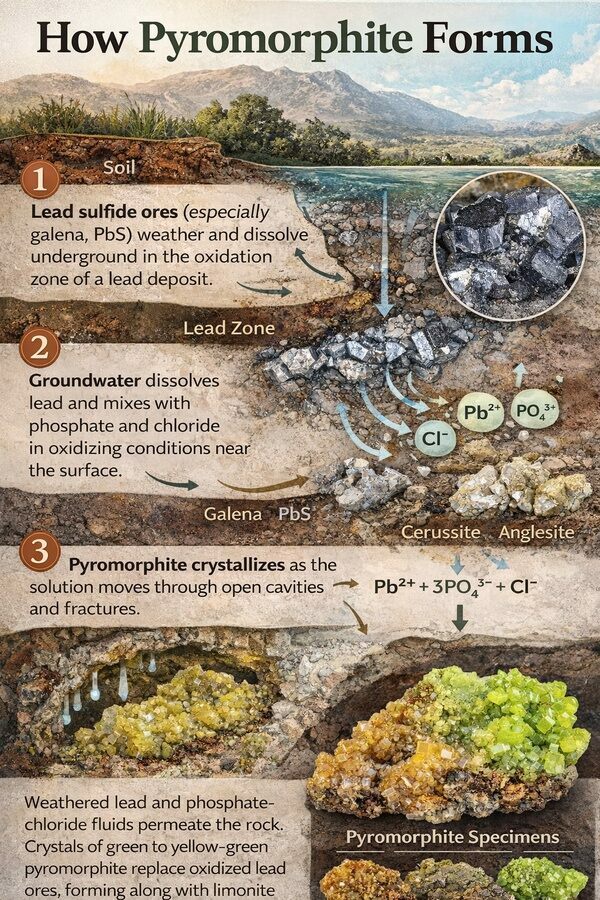 Infographic: How Pyromorphite Crystals Form